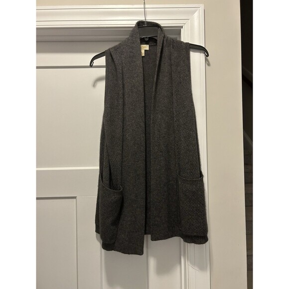 Peck & Peck 100% Cashmere Sleeveless Cardigan Sweater Size Medium Duster Pockets - Picture 1 of 4